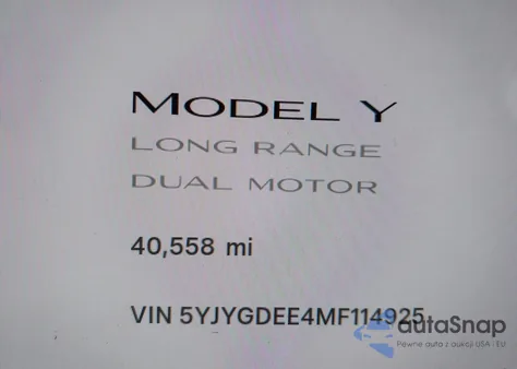 2021 Tesla Model Y Long Range Dual Motor All-Wheel Drive from USA, damaged, VIN 5YJYGDEE4MF114925